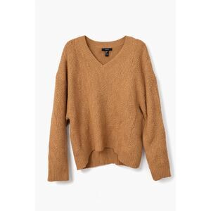 Forever 21 Camel Cable Knit Sweater S V Neck Cozy Cottagecore Fall Minimalist